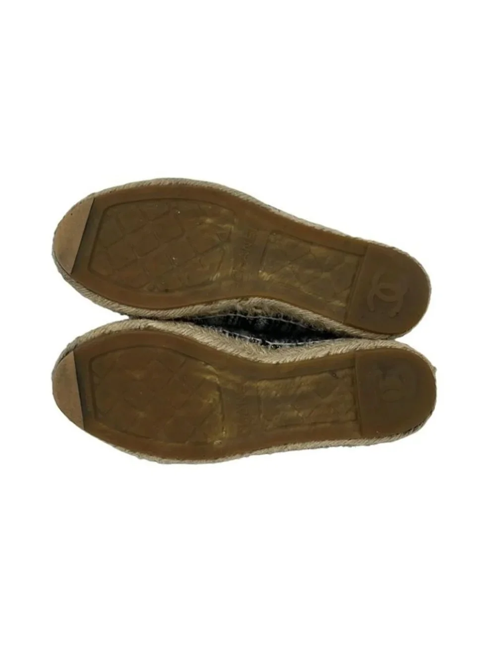 Chanel Slip Ons Black White CC Logo Espadrille X - Picture 4 of 5